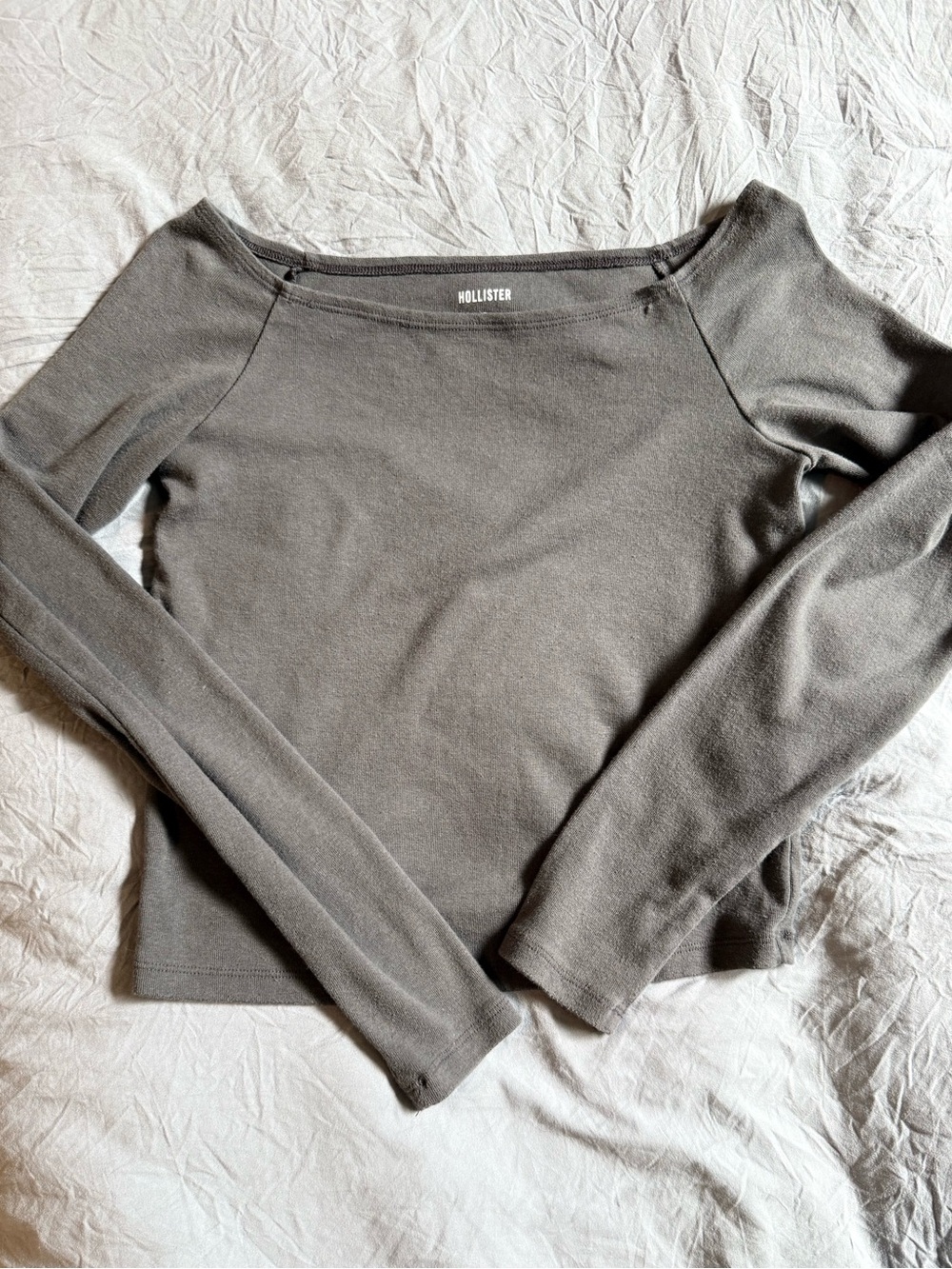 Hollister Dark Charcoal Off-Shoulder Long Sleeve Top